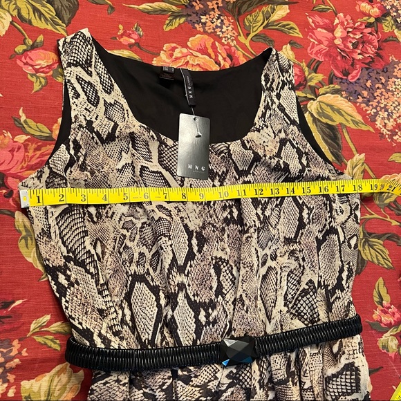 NWT - MNG - Reptile pattern "Sheer" Lined Sleeveless Dress for Day to Evening - Picture 11 of 14